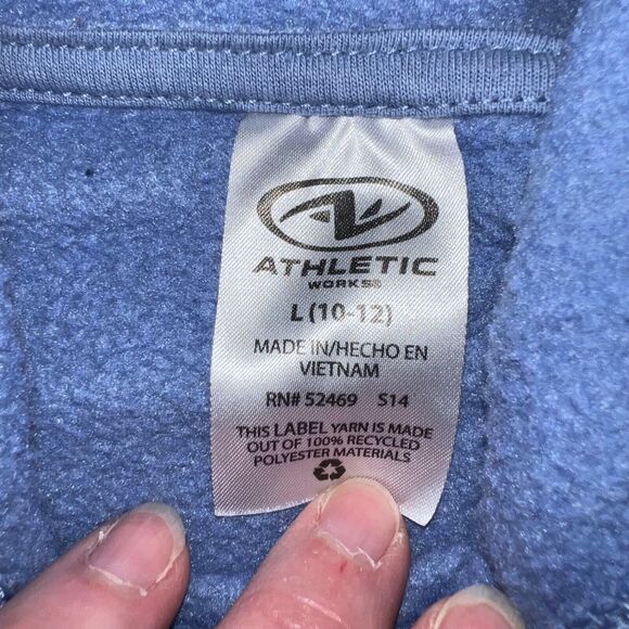 Athletic Works Girls Crop Hoodie Hooded Sweatshirt Blue Colorblock Large 10 12 - Picture 6 of 8